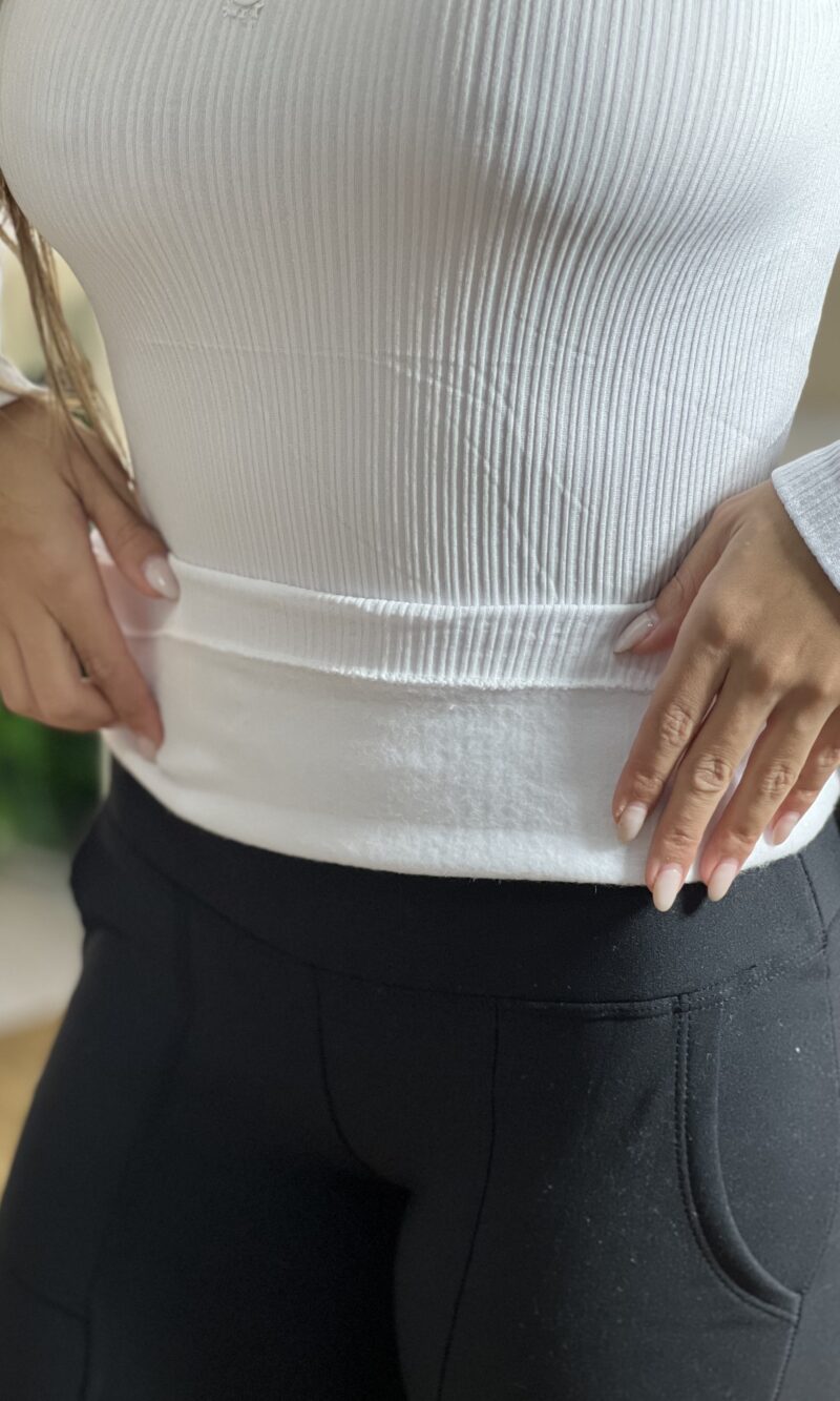 blusa termica botao com renda branco