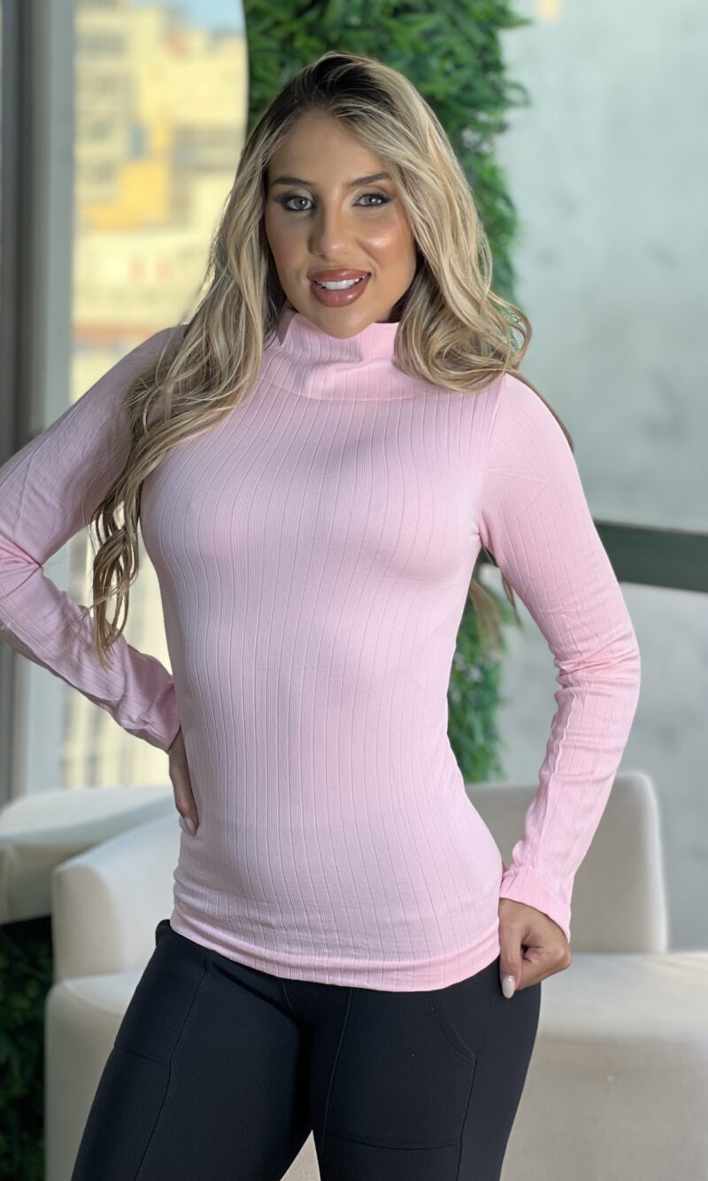 blusa termica canelada gola rosa bb
