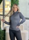 blusa tÉrmica canelada gola cinza