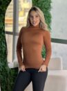 blusa termica canelada gola caramelo