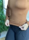 blusa termica canelada gola caramelo