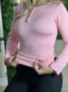 blusa termica botao rosa chiclete