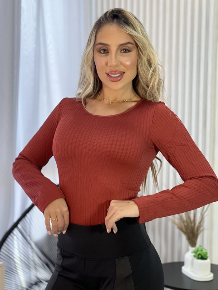 blusa termica gola baixa terracota