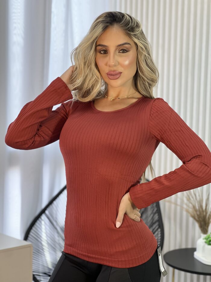 blusa termica gola baixa terracota blusa termica gola baixa terracota
