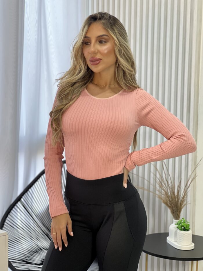 blusa termica gola baixa rosa