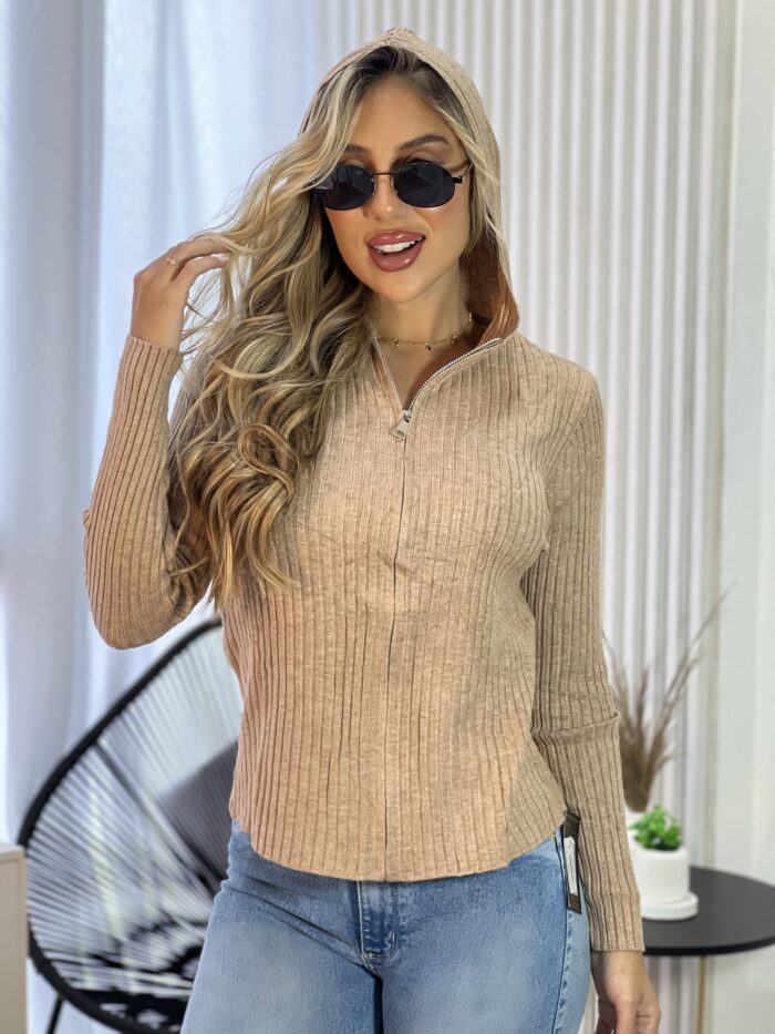 casaquinho modal com capuz bege casaquinho modal com capuz bege