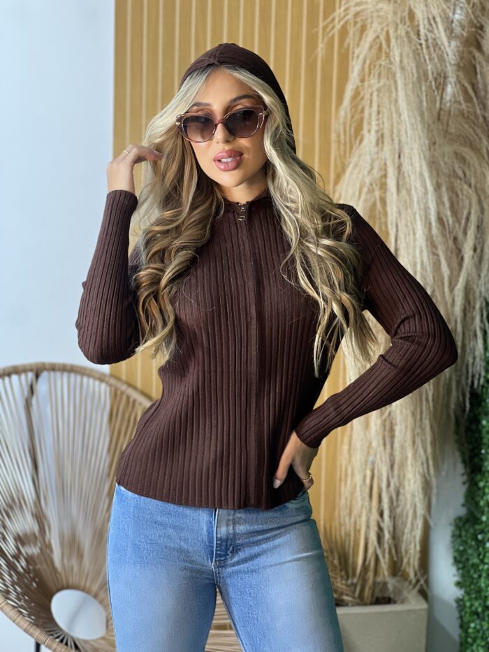 casaquinho modal com capuz marrom casaquinho modal com capuz marrom