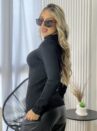 blusa termica gola franzida preto