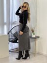 saia midi modal cinza
