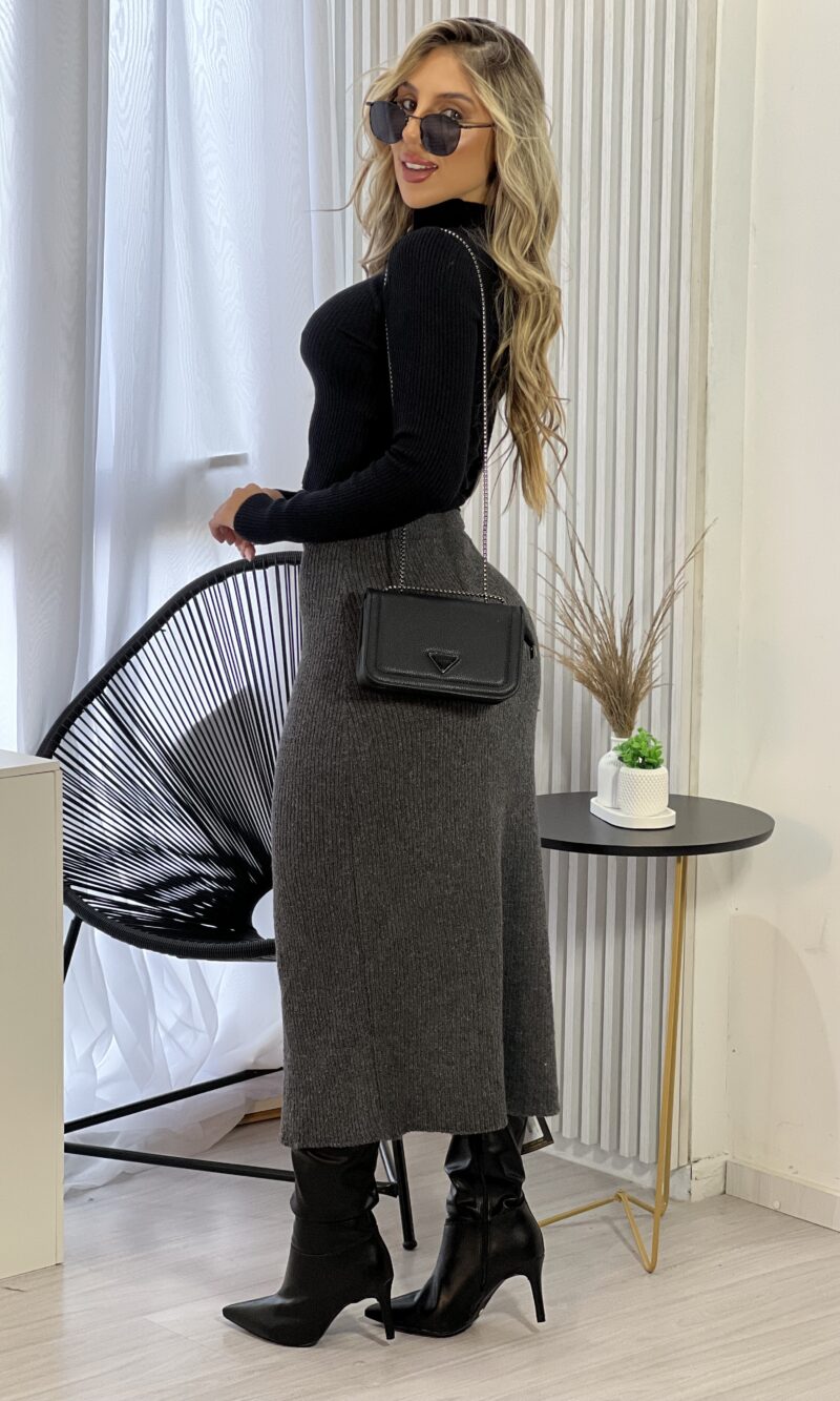 saia midi modal cinza