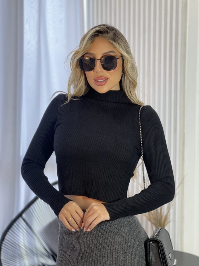 saia midi modal cinza