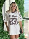 camisetao los angeles listrado off marrom