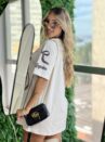 camisetao los angeles listrado off marrom