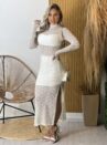 vestido midi renda off white
