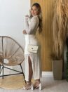 vestido midi renda off white