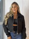 jaqueta cropped suede bruna preto