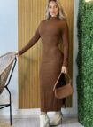 vestido midi morena marrom
