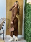 vestido midi morena marrom