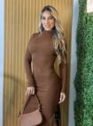 vestido midi morena marrom