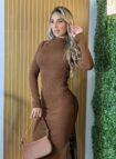 vestido midi morena marrom