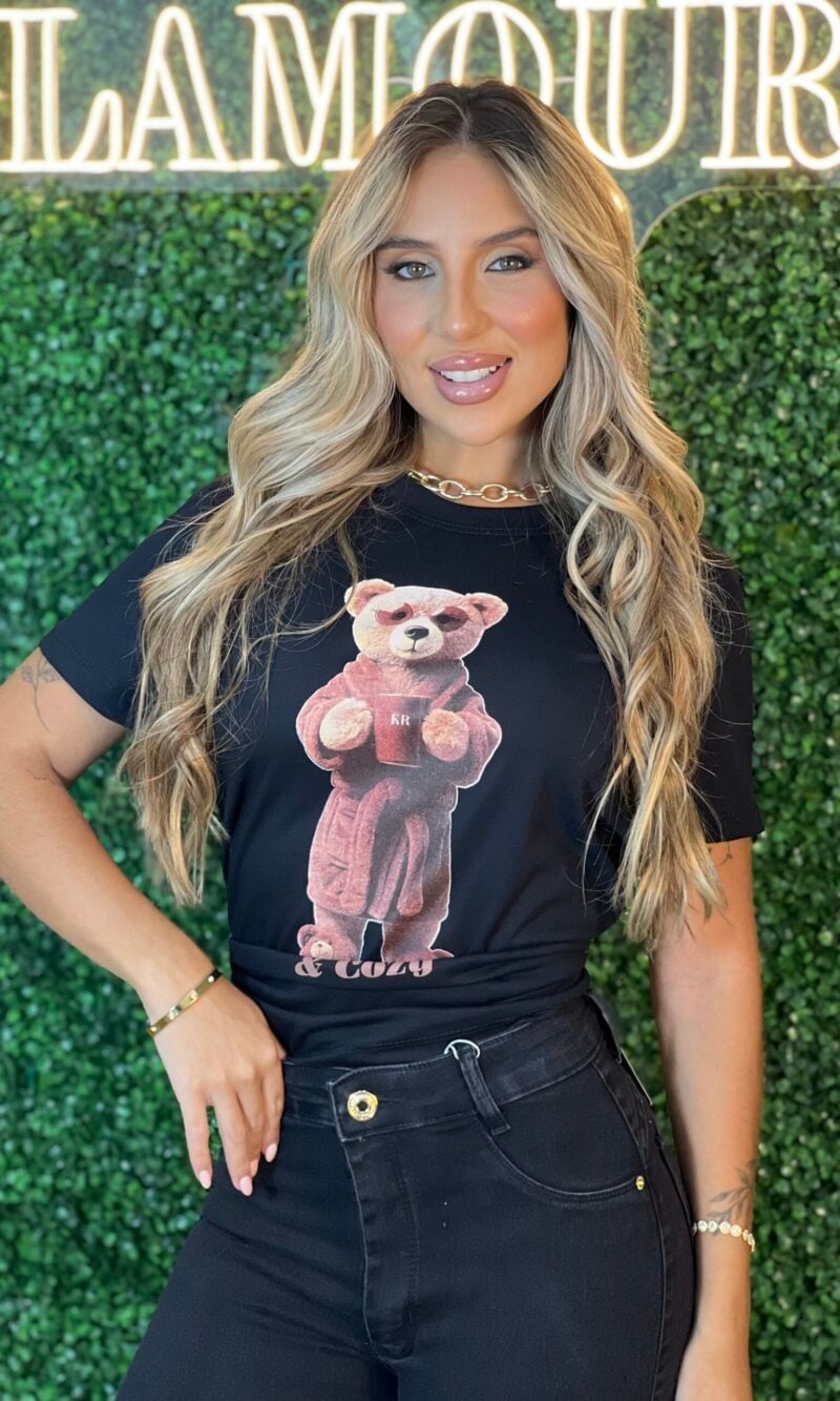 t shirt ursinho coffee preto