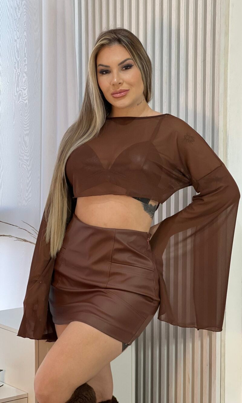 cropped tule aurora marrom