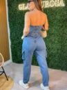 macacao jeans tomara que caia