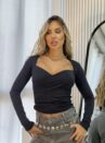 blusa poliamida bianca preto