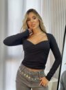 blusa poliamida bianca preto