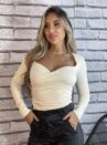 blusa poliamida bianca creme