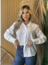 camisa acetinada branco