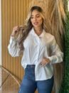 camisa acetinada branco