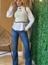 camisa acetinada branco