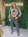 jaqueta jeans preto estonado