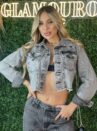 jaqueta jeans preto estonado