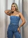 macacao jeans tomara que caia