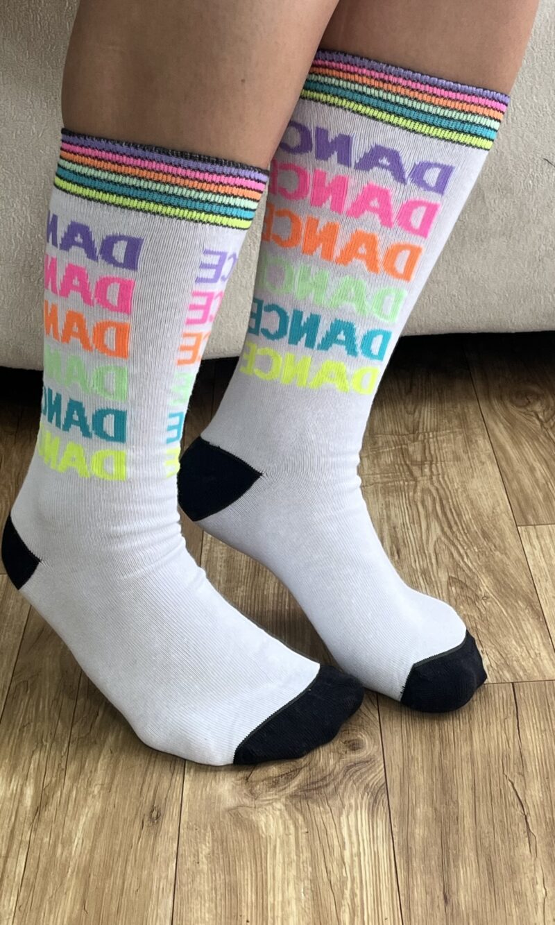 meia cano longo estampado branco