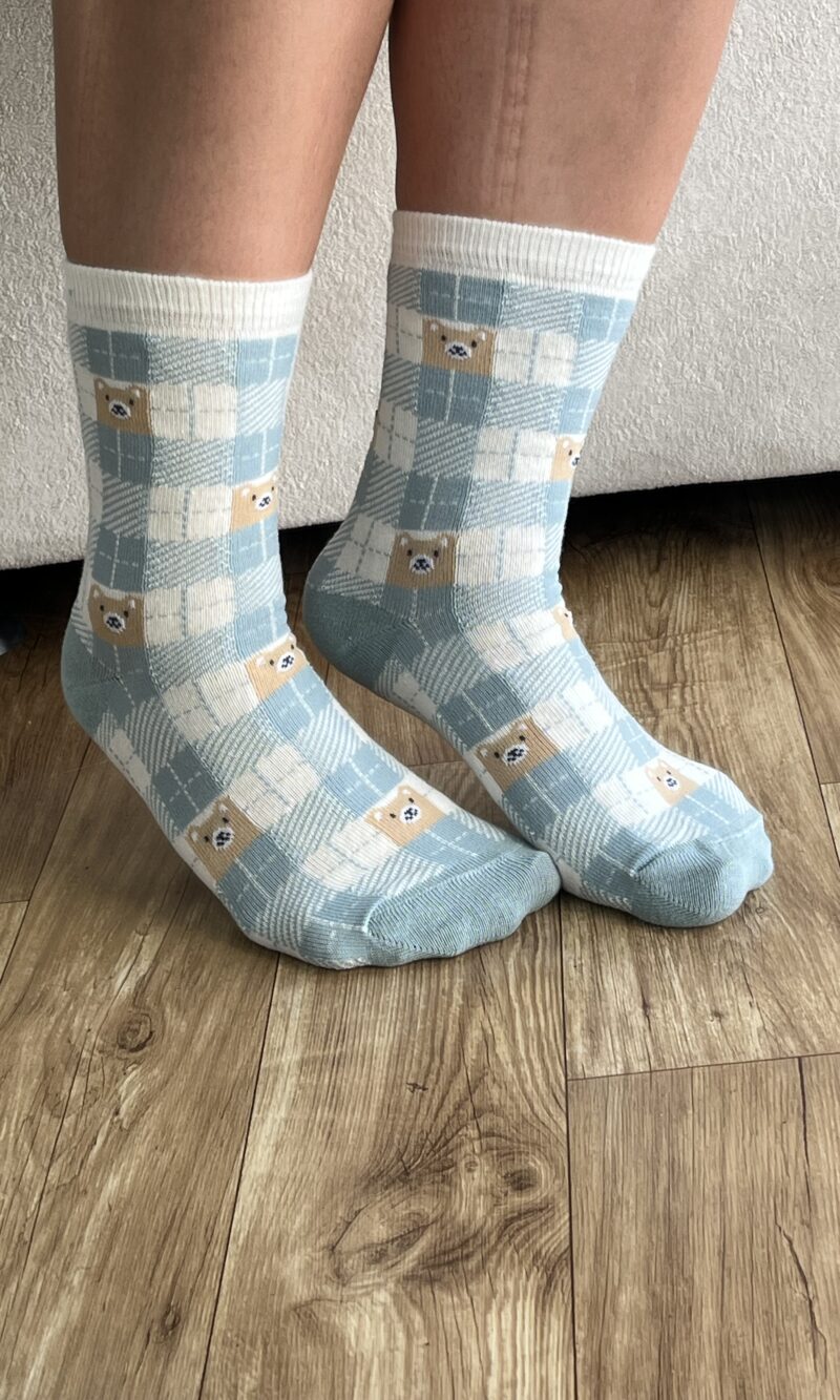 meia soquete ursinho verde