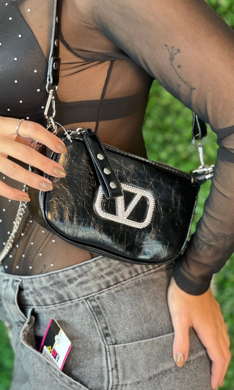 bolsa v strass preto