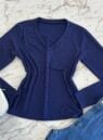 blusa flanelada gola v ully azul