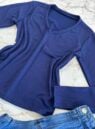 blusa flanelada gola v ully azul