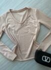 blusa flanelada gola v ully bege
