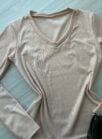 blusa flanelada gola v ully bege
