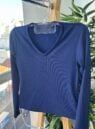 blusa flanelada gola v ully azul