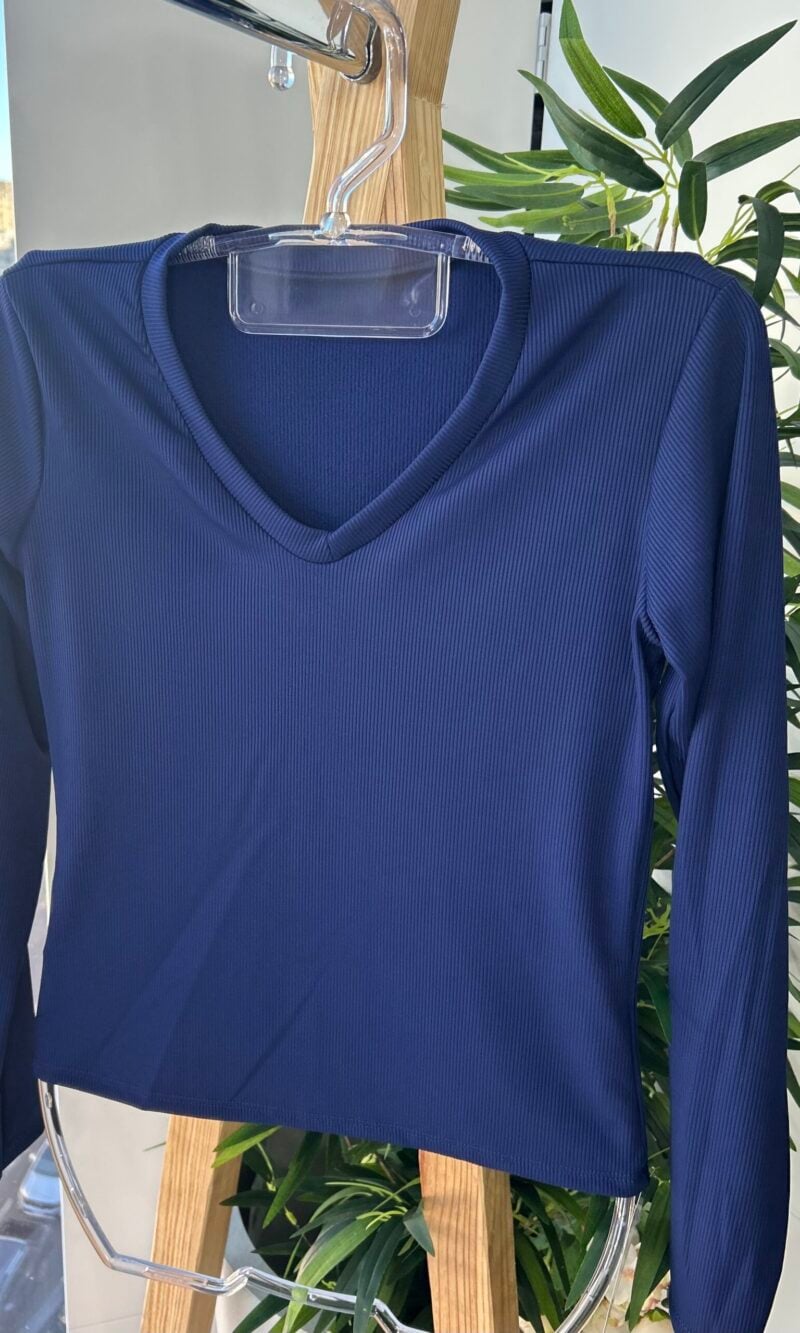 blusa flanelada gola v ully azul