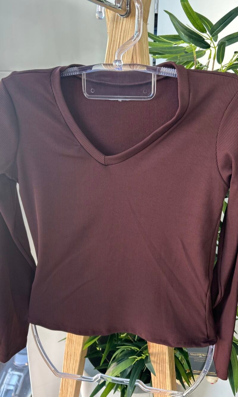 blusa flanelada gola v ully marrom blusa flanelada gola v ully marrom