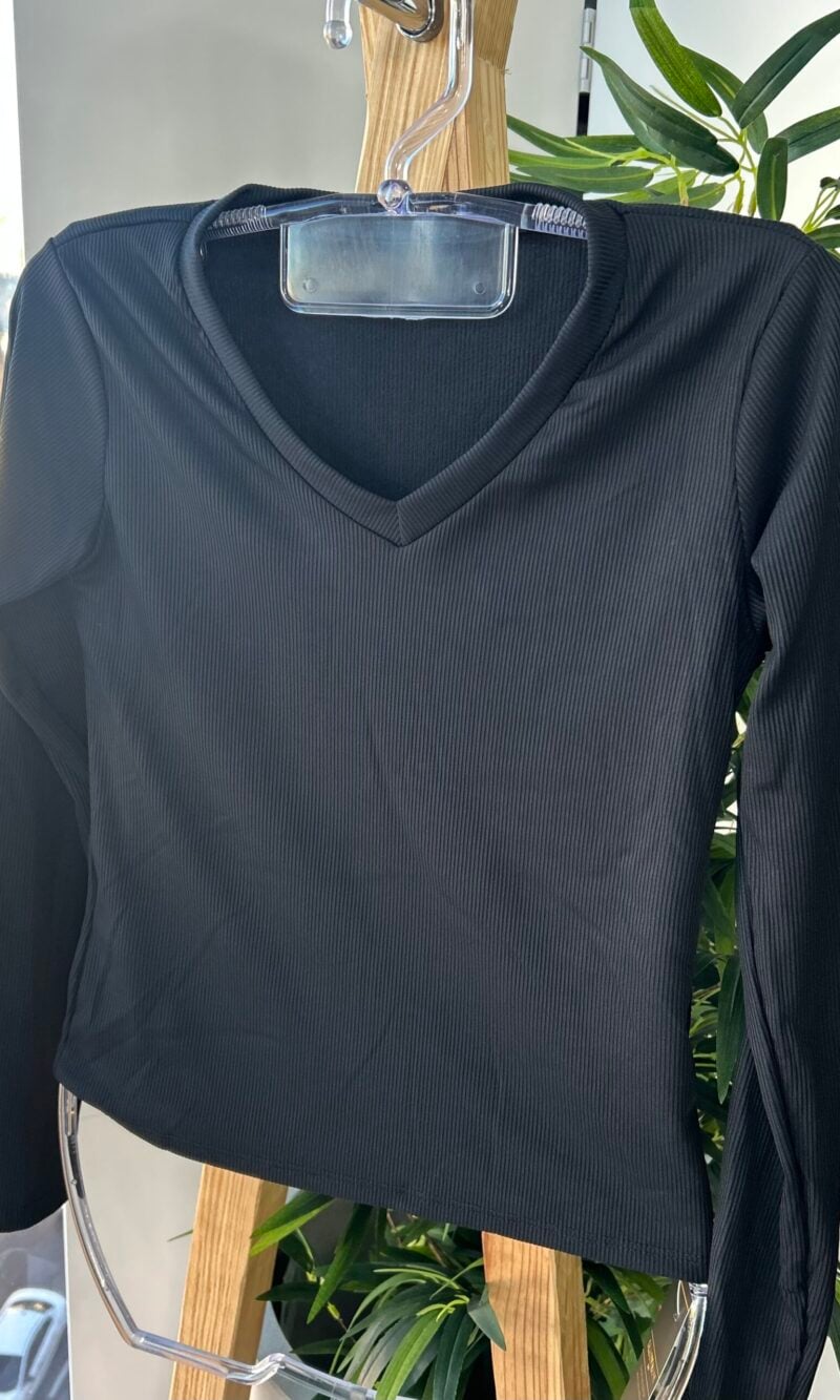 blusa flanelada gola v ully preto