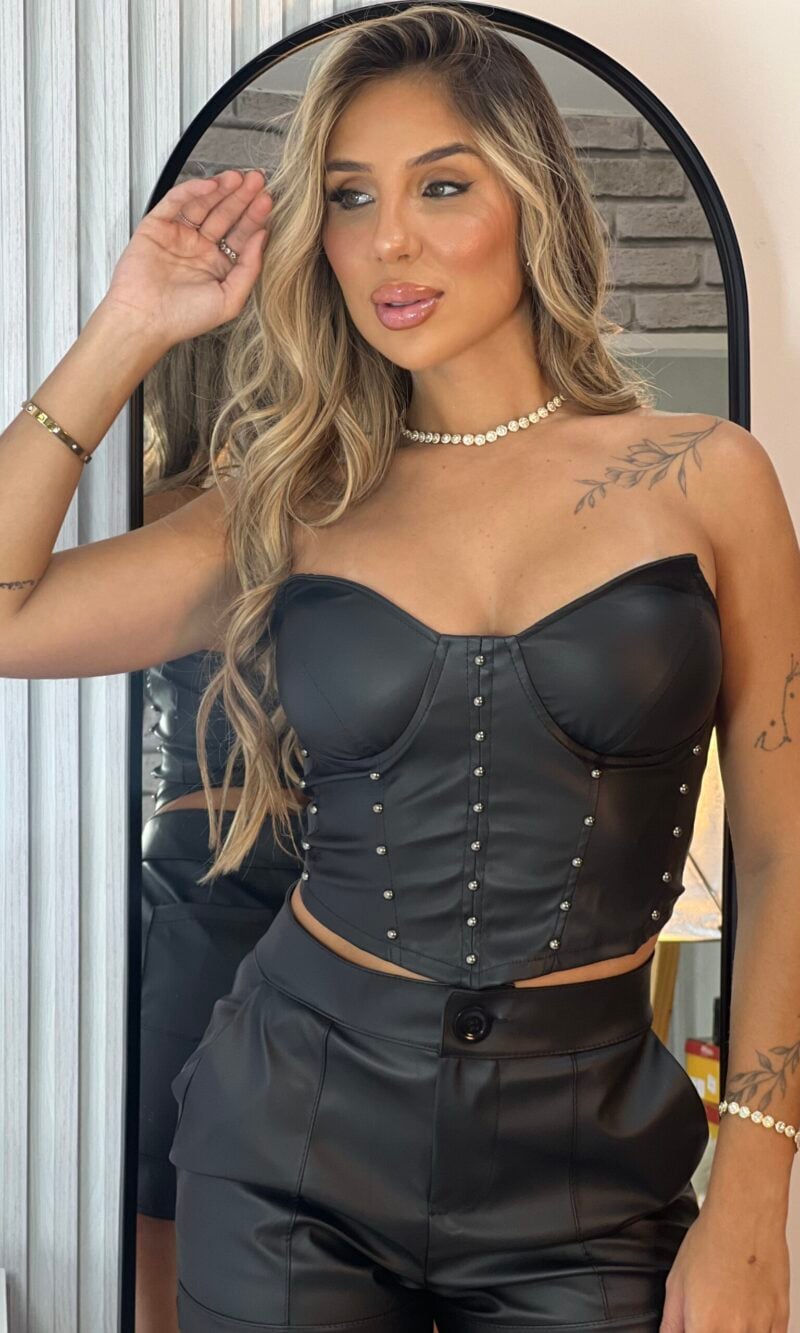corselet courino cassia preto