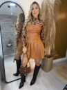 saia com short courino rodayka caramelo