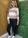 blusa cropped tricot jÉssica bege listras